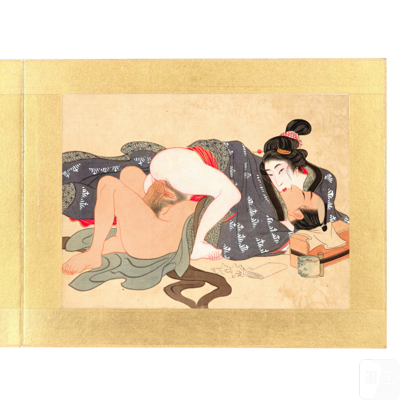 An album of twelve Japanese erotic paintings, Edo period, late 19th century | 江戶時期 十九世紀晚期 風俗畫一冊十二幅 - 图10